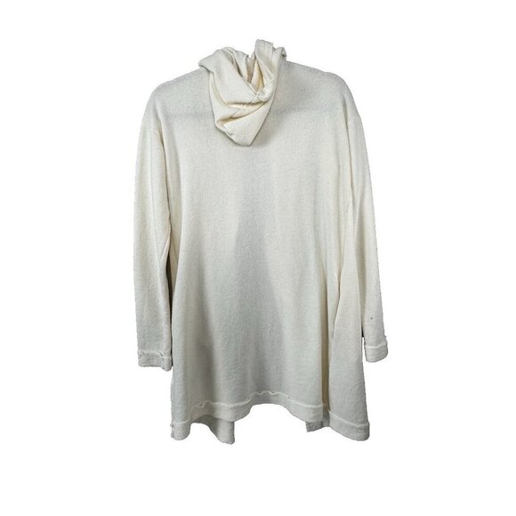 BDG Ivory Hooded Cardigan S Open Front Soft Cozy Minimalist Coastal Layer - Picture 2 of 10